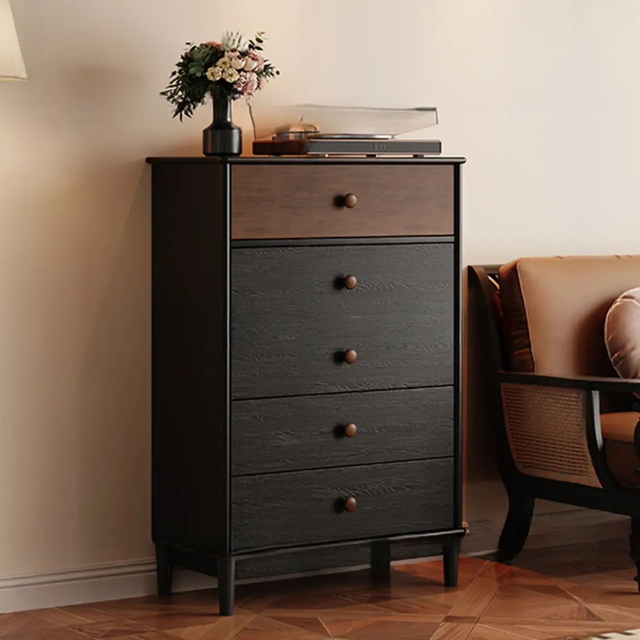 Traditional Wood Freestanding Dresser Multi-drawer Image - 2