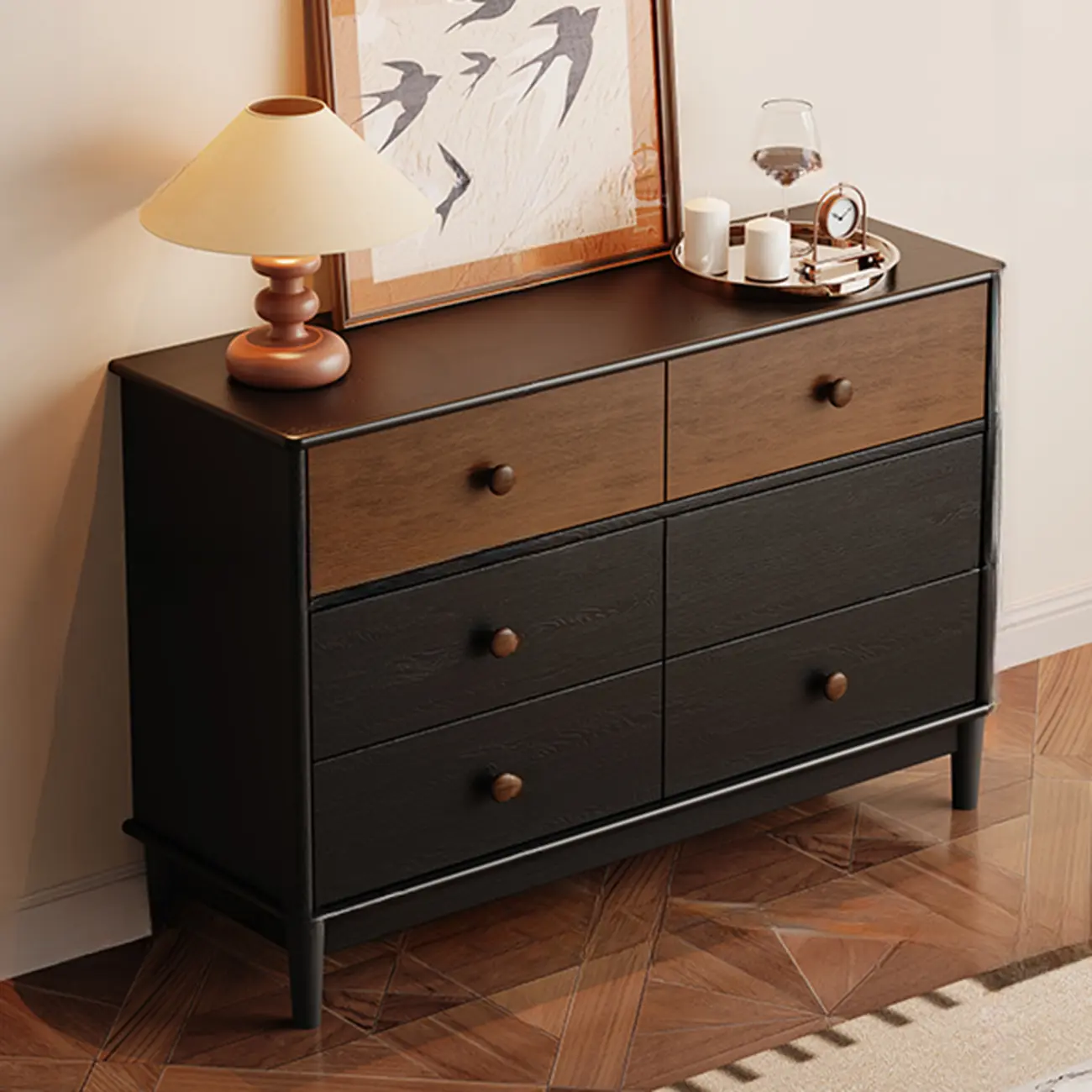 Traditional Wood Freestanding Dresser Multi-drawer Image - 3 | homeyfad