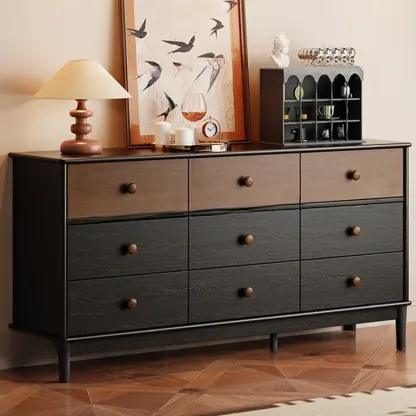 Traditional Wood Freestanding Dresser Multi-drawer Image - 5