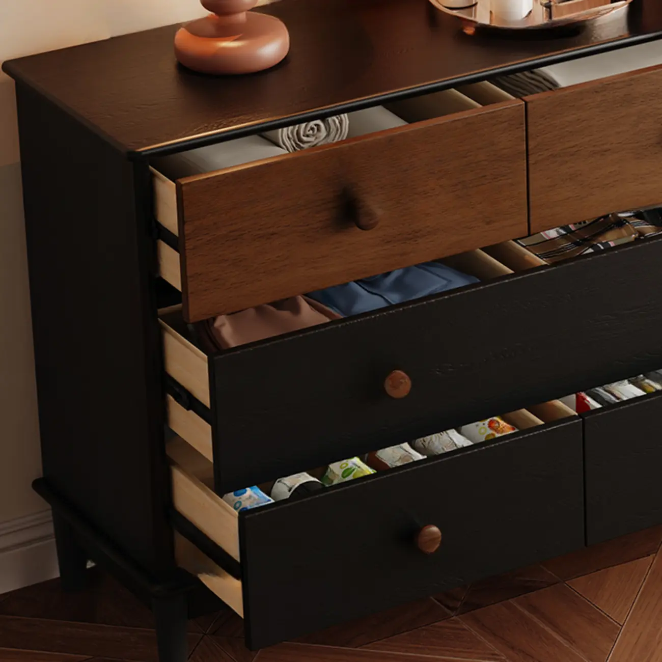 Traditional Wood Freestanding Dresser Multi-drawer Image - 7 | homeyfad