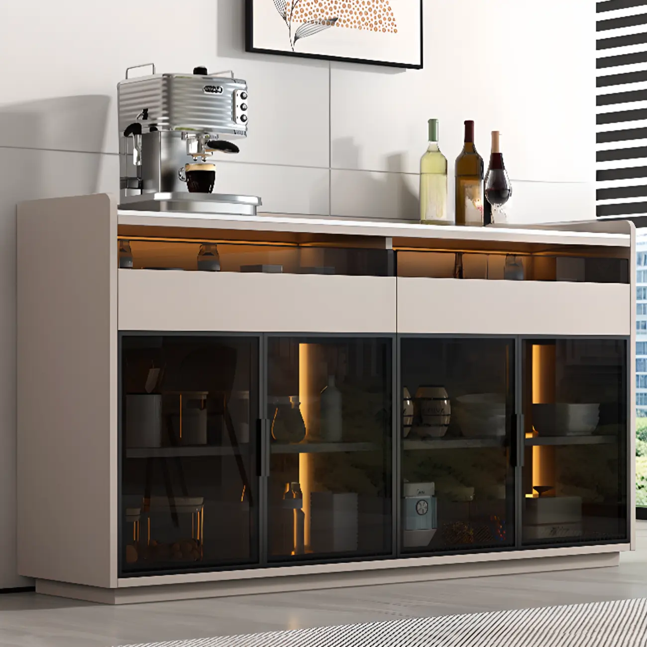 Modern Wood Buffet Sintered Stone Countertop Image - 1 | homeyfad