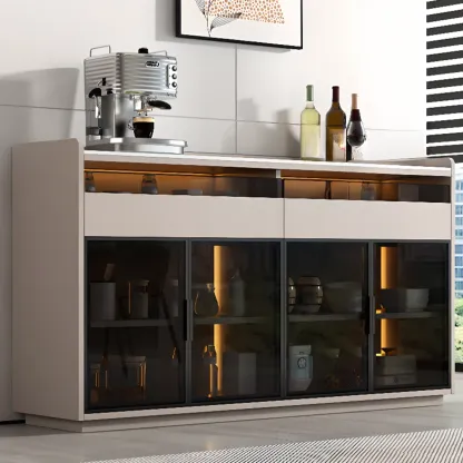 Modern Wood Buffet Sintered Stone Countertop Image - 1