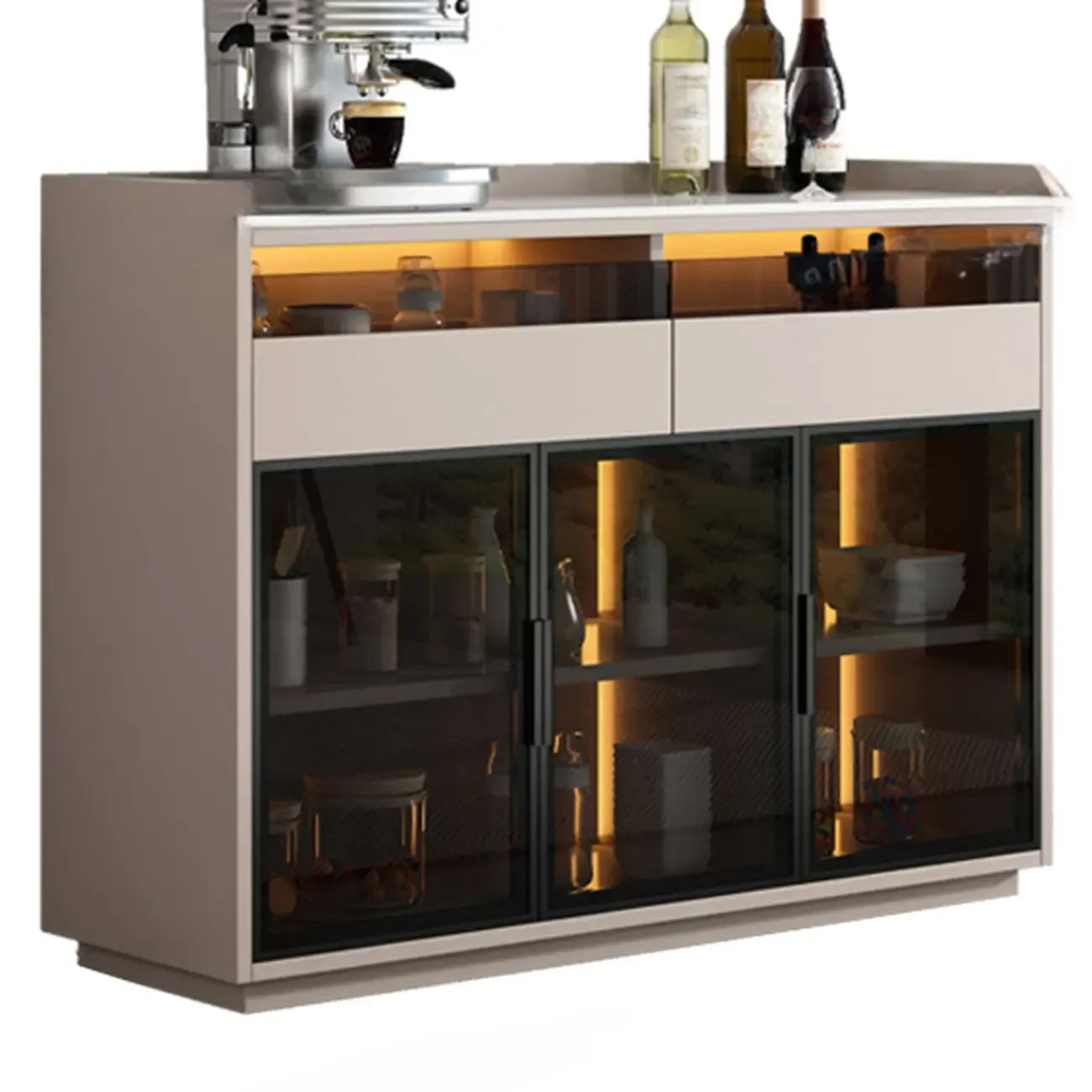 Modern Wood Buffet Sintered Stone Countertop Image - 7