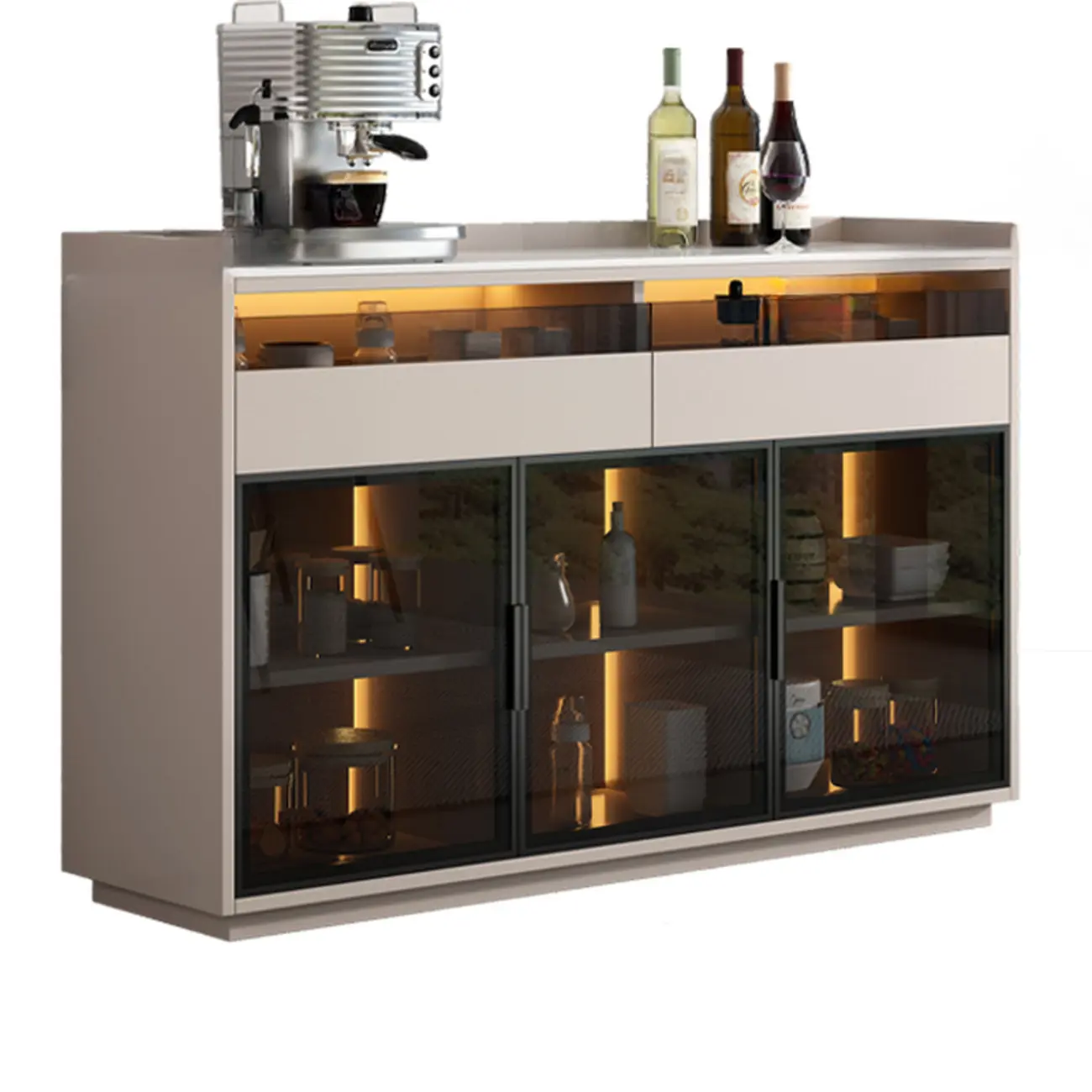 Modern Wood Buffet Sintered Stone Countertop Image - 9 | homeyfad