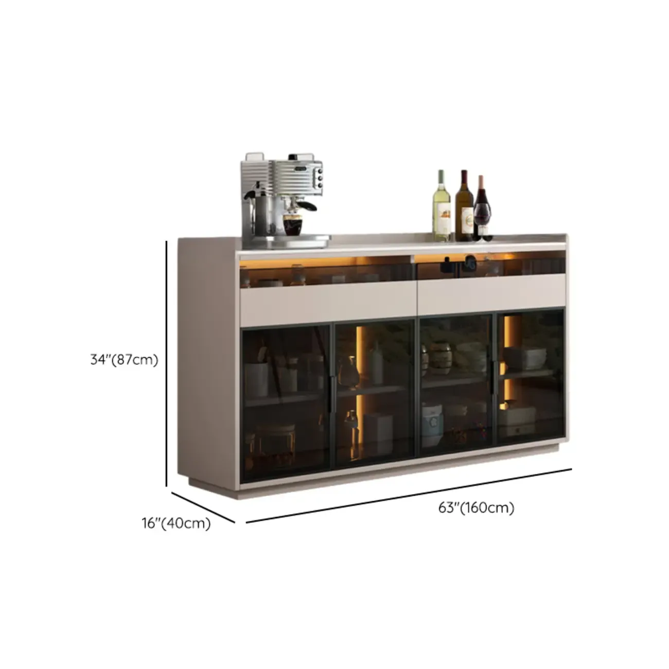 Modern Wood Buffet Sintered Stone Countertop Image - 14