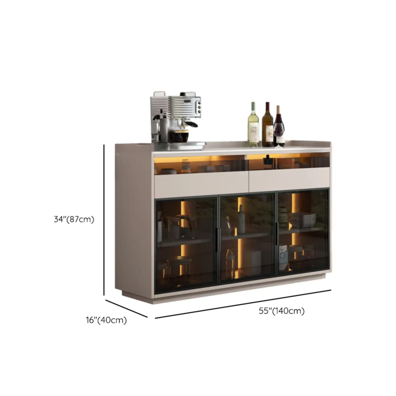 Modern Wood Buffet Sintered Stone Countertop Image - 15 | homeyfad