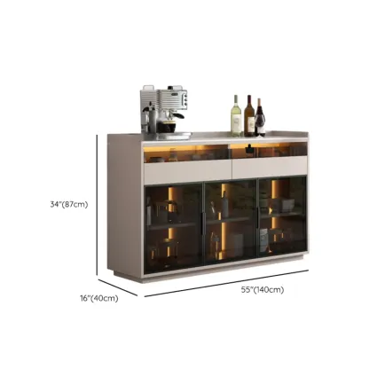 Modern Wood Buffet Sintered Stone Countertop Image - 15