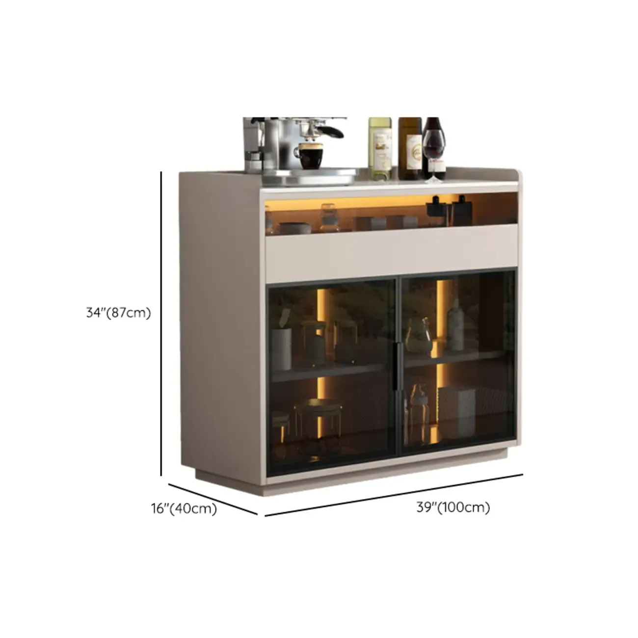 Modern Wood Buffet Sintered Stone Countertop Image - 17