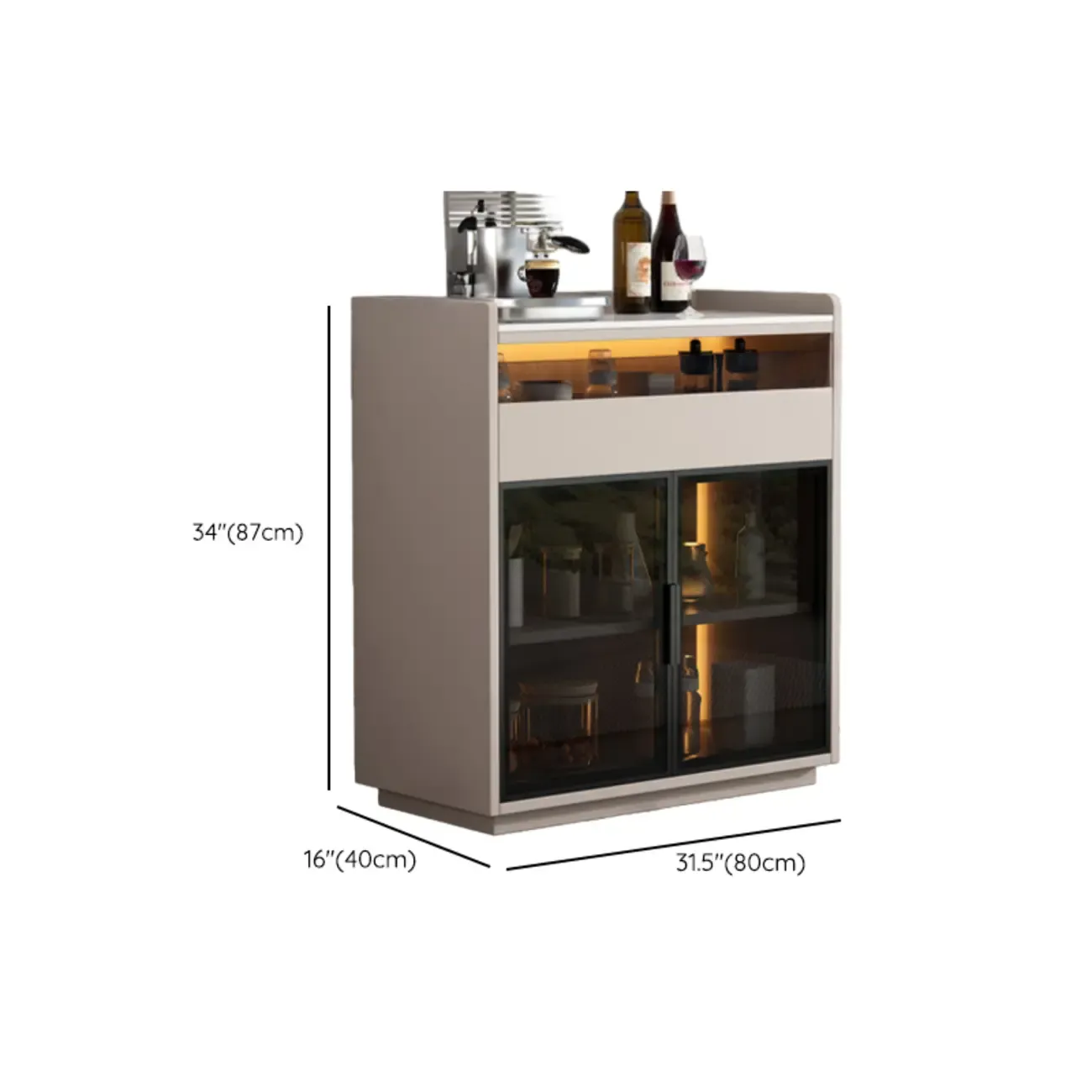 Modern Wood Buffet Sintered Stone Countertop Image - 18