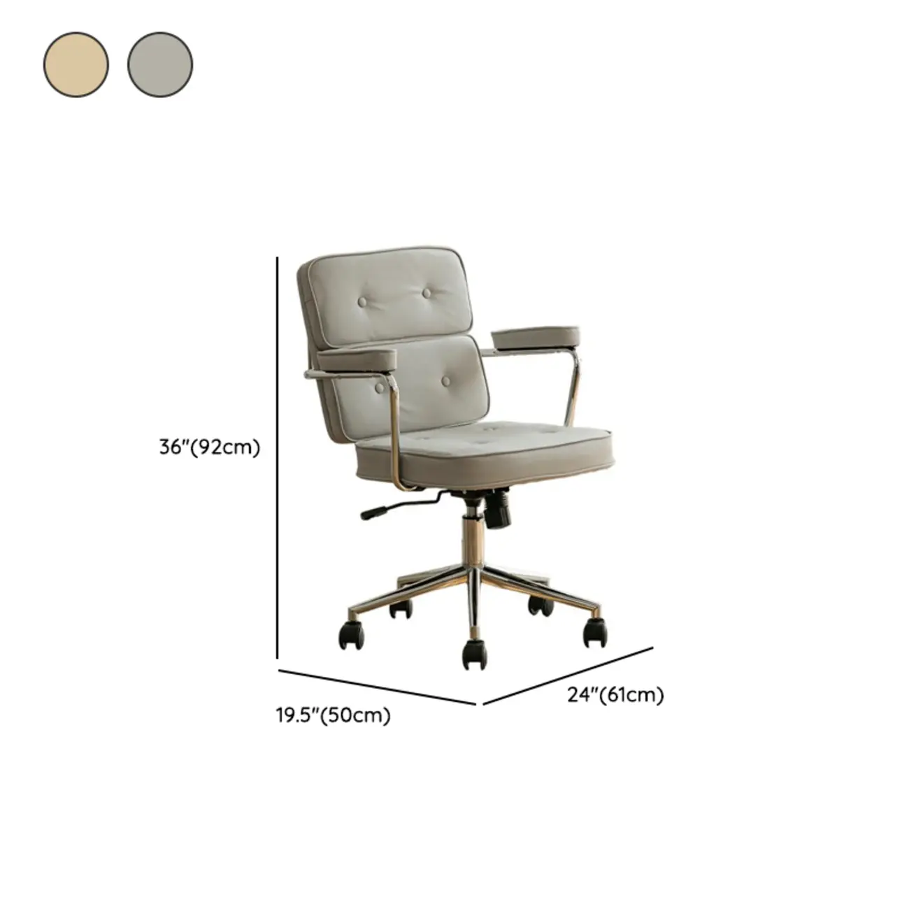 Modern Leather Swivel Office Chair with Arms #size | homeyfad