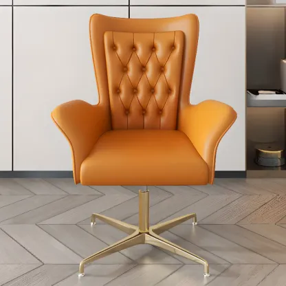 Modern Amber Executive Swivel Chair with Tufted Leather Image - 3