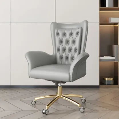 Modern Amber Executive Swivel Chair with Tufted Leather Image - 4