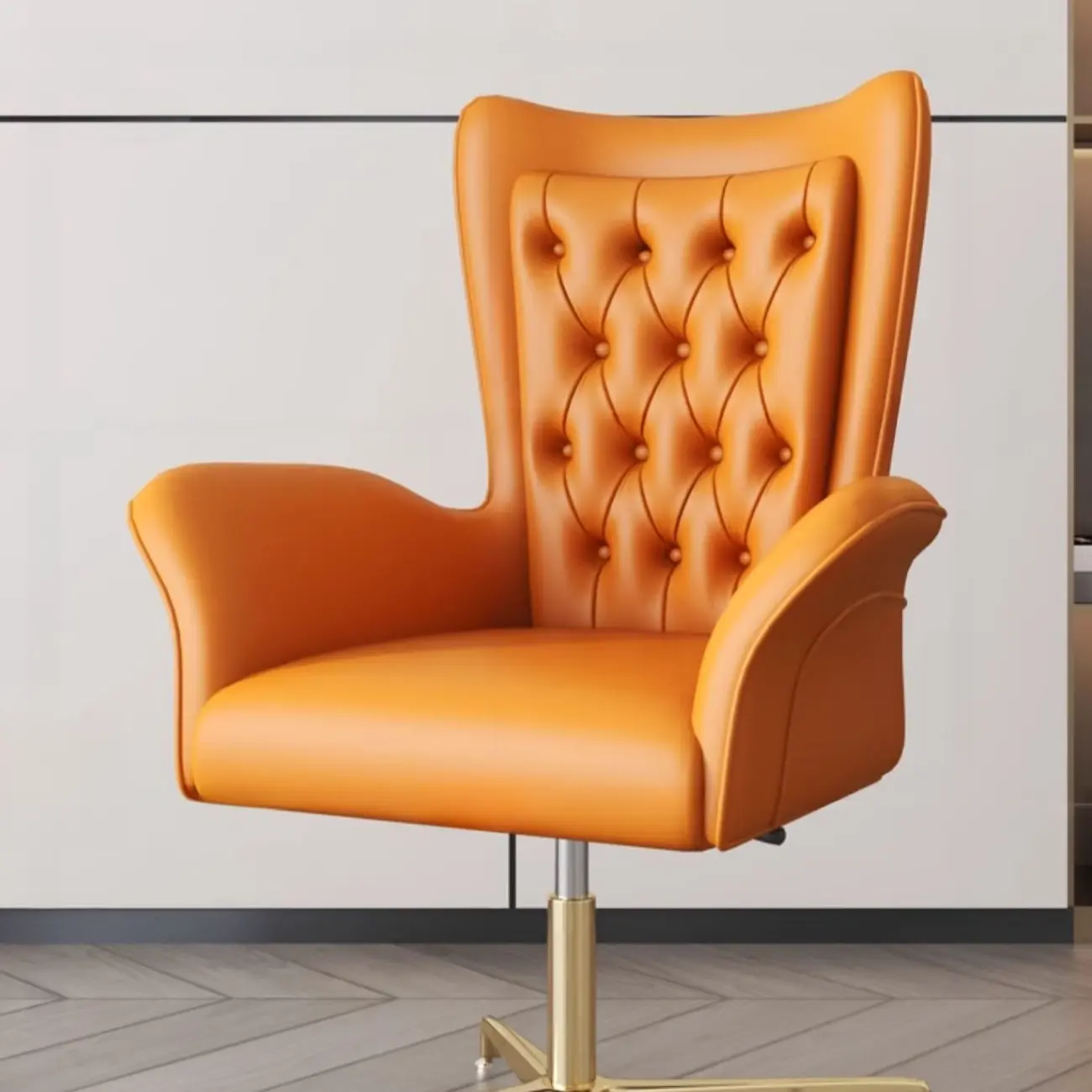Modern Amber Executive Swivel Chair with Tufted Leather Image - 11 | homeyfad