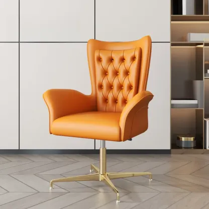 Modern Amber Executive Swivel Chair with Tufted Leather Image - 2