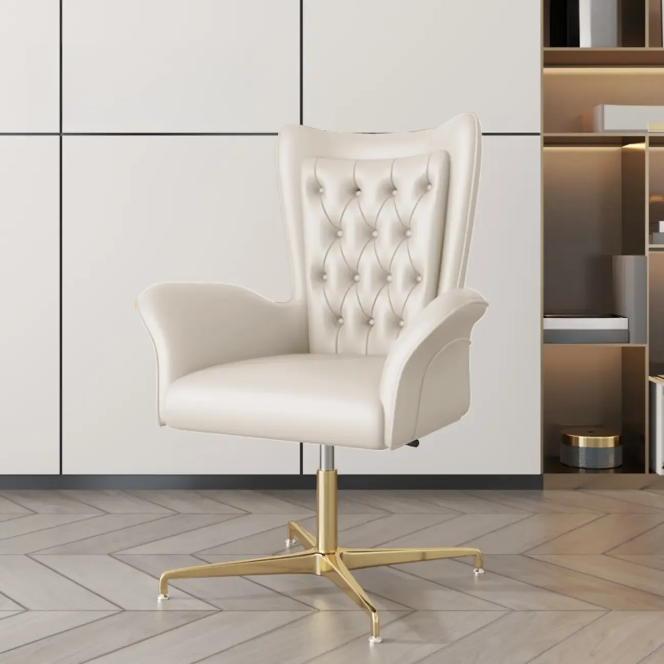 Modern Orange Executive Swivel Chair with Tufted Leather | HomeyFad