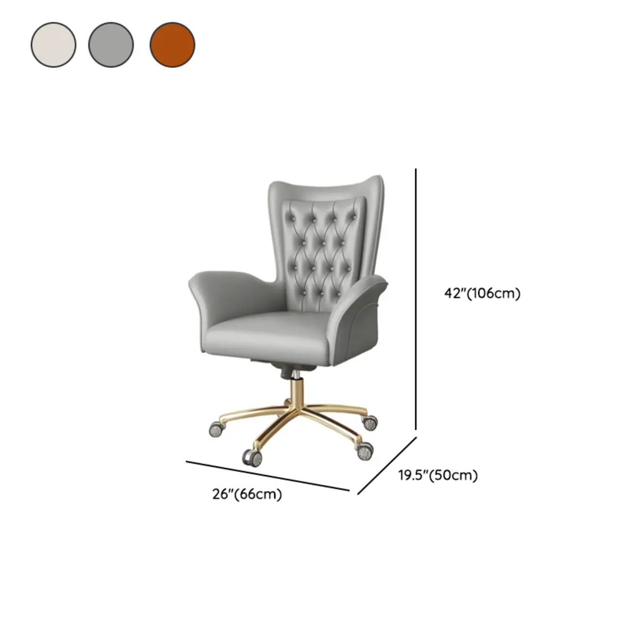 Modern Amber Executive Swivel Chair with Tufted Leather #size | homeyfad