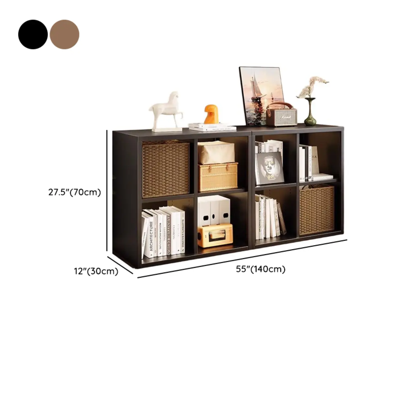 Modern Steel Cube Bookcase with Fabric Bins Image - 18 | homeyfad