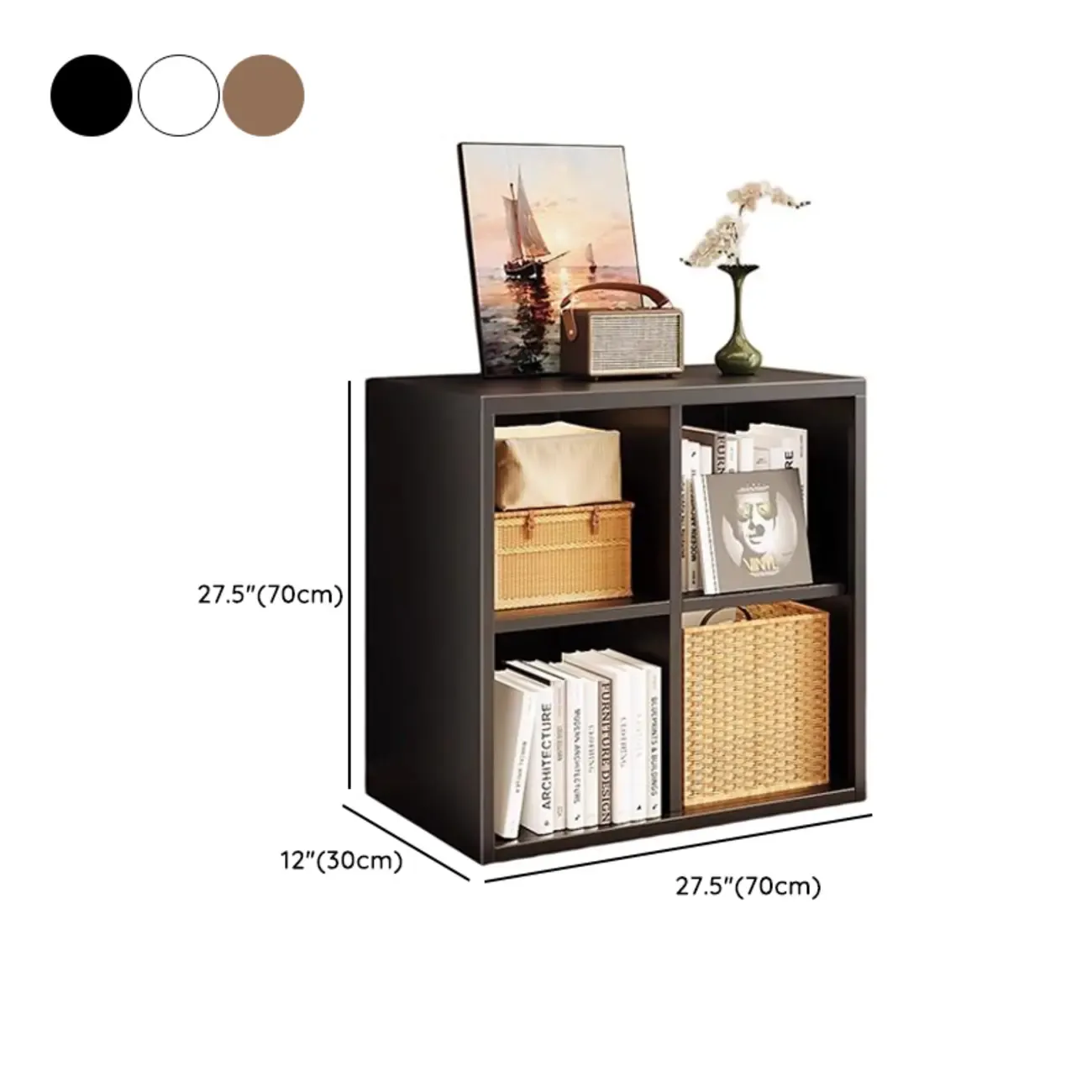 Modern Steel Cube Bookcase with Fabric Bins Image - 19