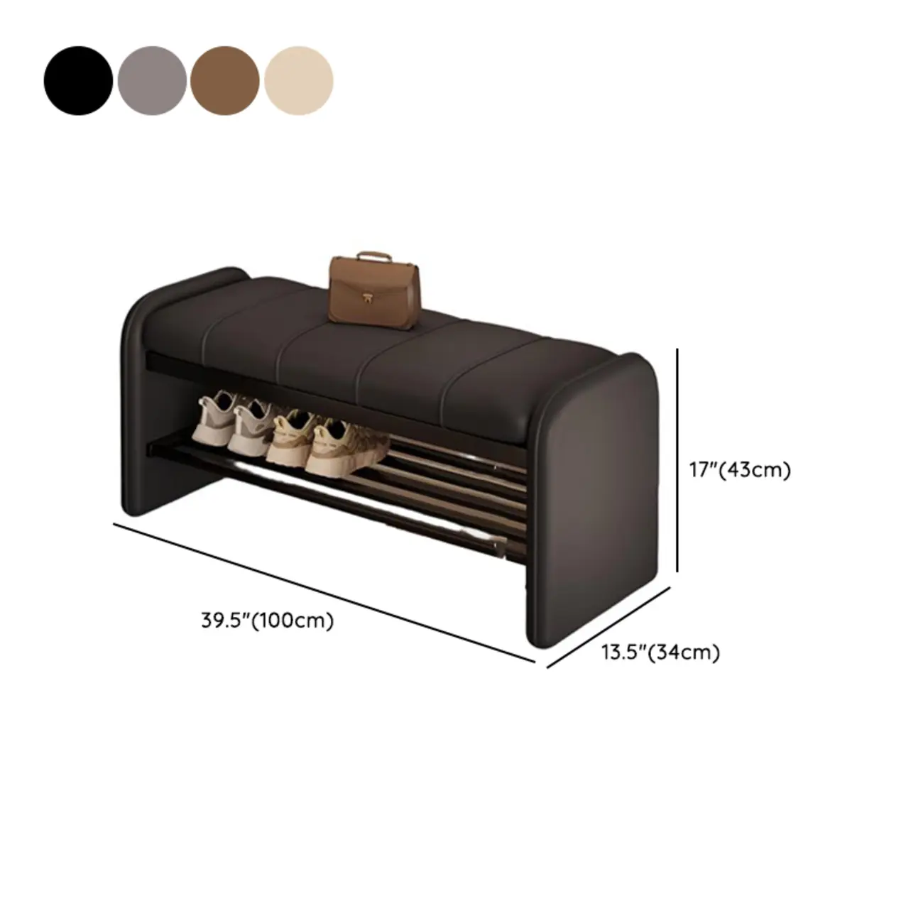 Solid Color Modern Upholstered Bedroom Bench with Storage #size | homeyfad