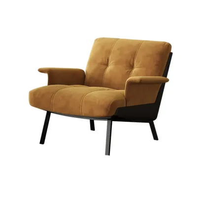 Art Deco Flannel Tufted Back Accent Chair with Arms Image - 4