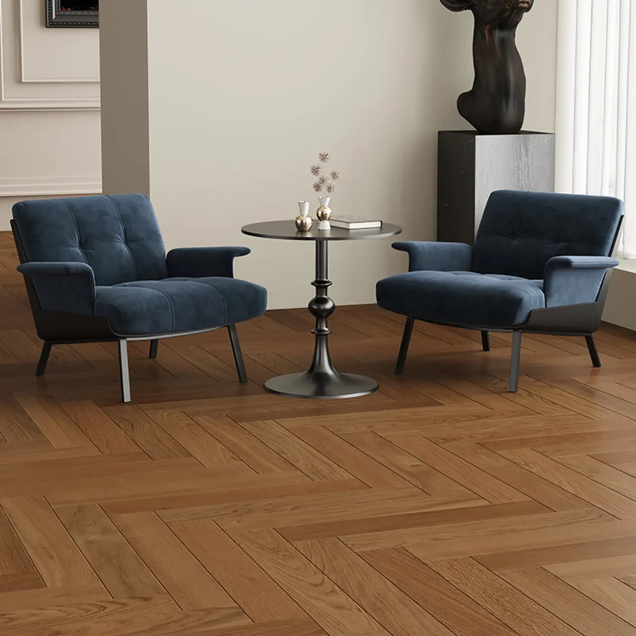 Art Deco Flannel Tufted Back Accent Chair with Arms Image - 2 | homeyfad