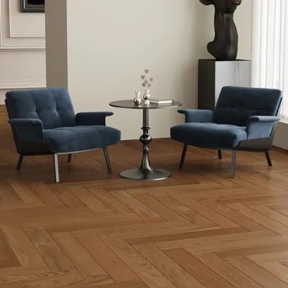 Art Deco Flannel Tufted Back Accent Chair with Arms Image - 2