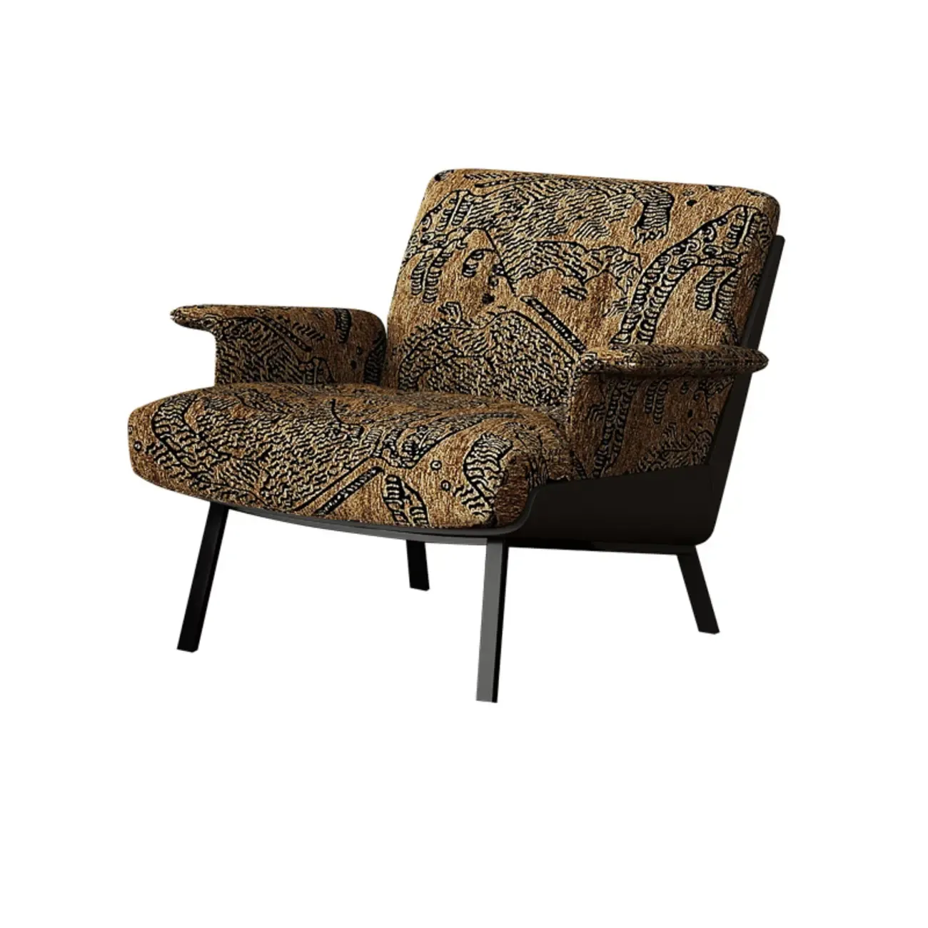 Art Deco Flannel Tufted Back Accent Chair With Arms | HomeyFad