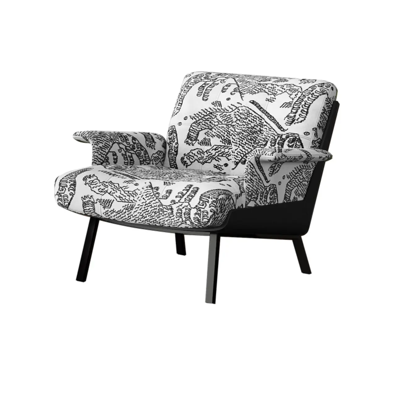 Art Deco Flannel Tufted Back Accent Chair with Arms Image - 10 | homeyfad