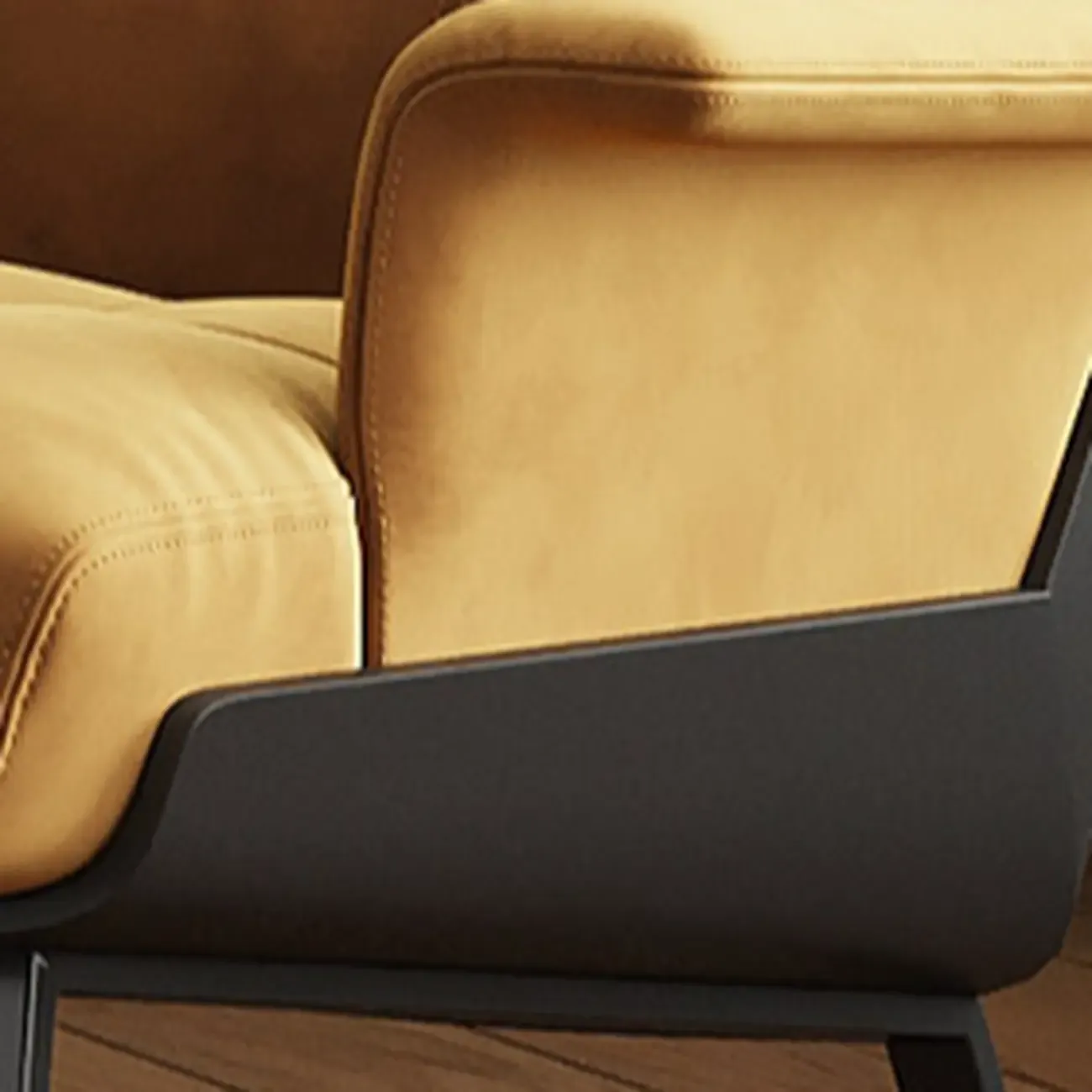 Art Deco Flannel Tufted Back Accent Chair with Arms Image - 6