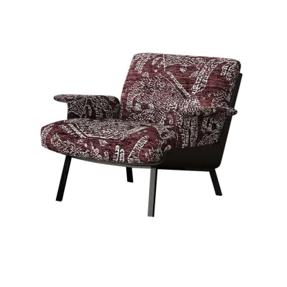 Art Deco Flannel Tufted Back Accent Chair with Arms Image - 11