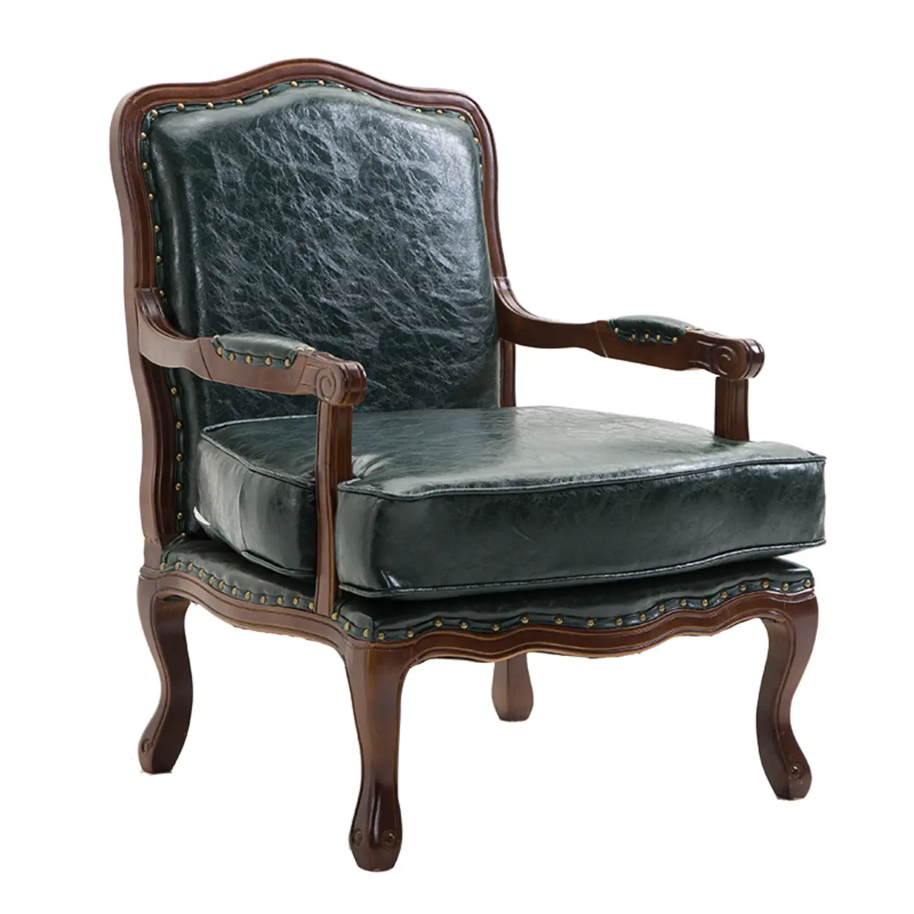 Mid-century Modern Leather Solid Wood Traditional Arm Chair Image - 3 | homeyfad