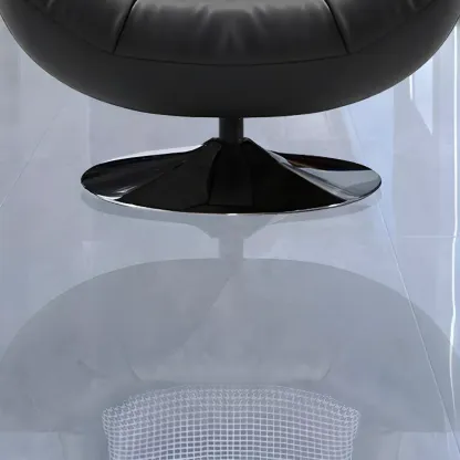 Black Swivel Tufted Leather Accent Chair Pillow Included Image - 13