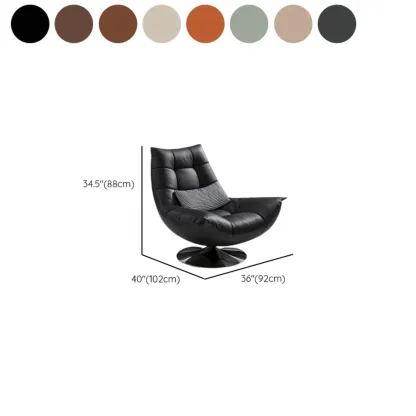 Black Swivel Tufted Leather Accent Chair Pillow Included #size