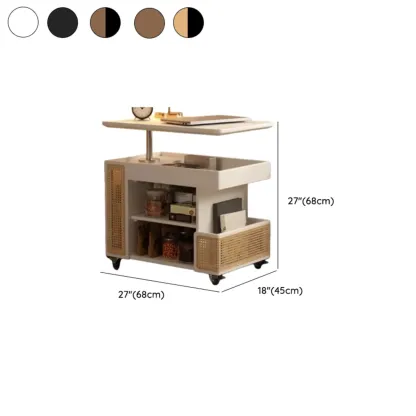Nut-brown Adjustable Lift Top Wood Trolly Side Table #size