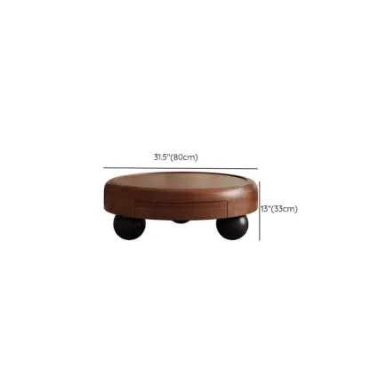 Brown Minimalist Pecan Wood Round Table With Tripod Base Image - 10