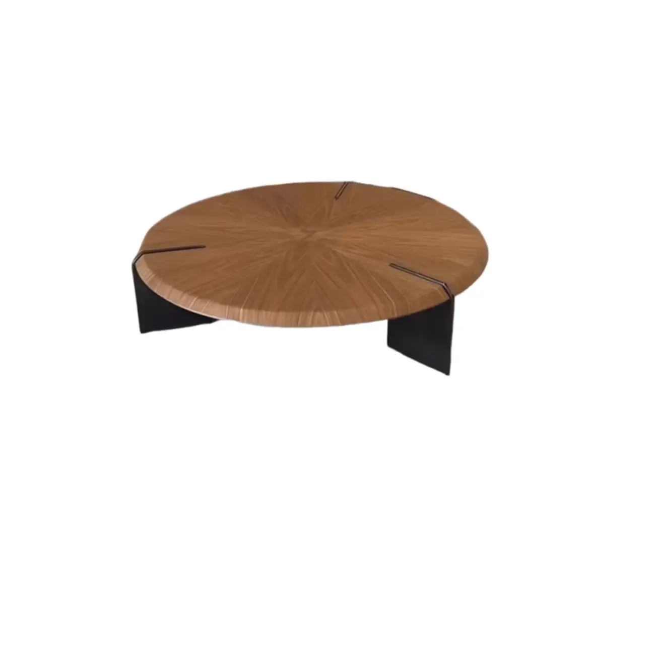 Round Modern Wood Stainless Steel Living Room Coffee Table Image - 5