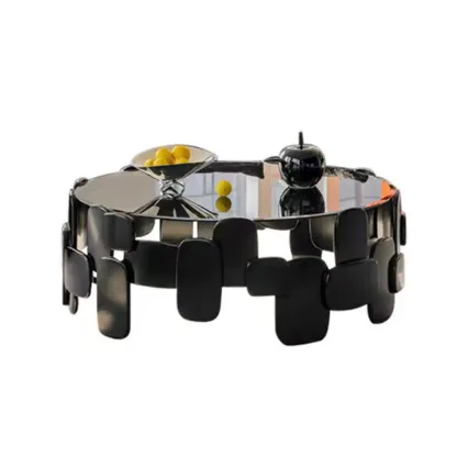 Contemporary Abstract Glass Fiberglass Black Coffee Table Image - 3