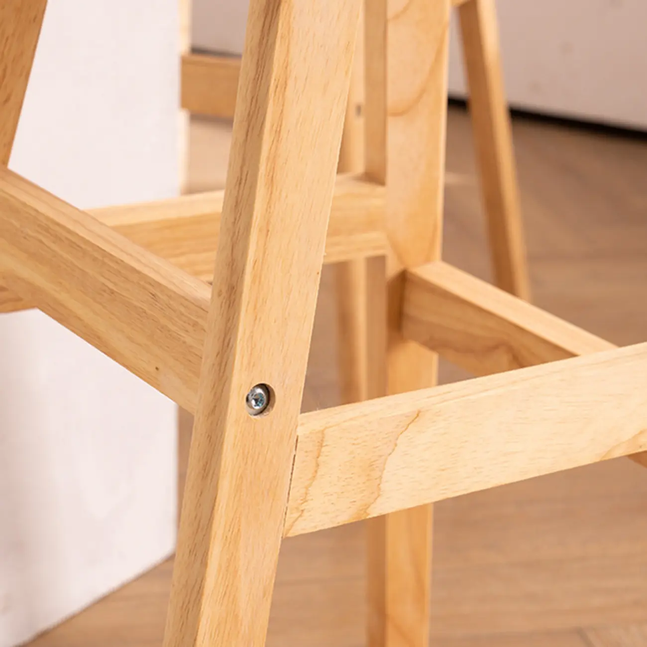 Bar Height Footrest Leather Low Back Wood Bar Stools Image - 6 | homeyfad