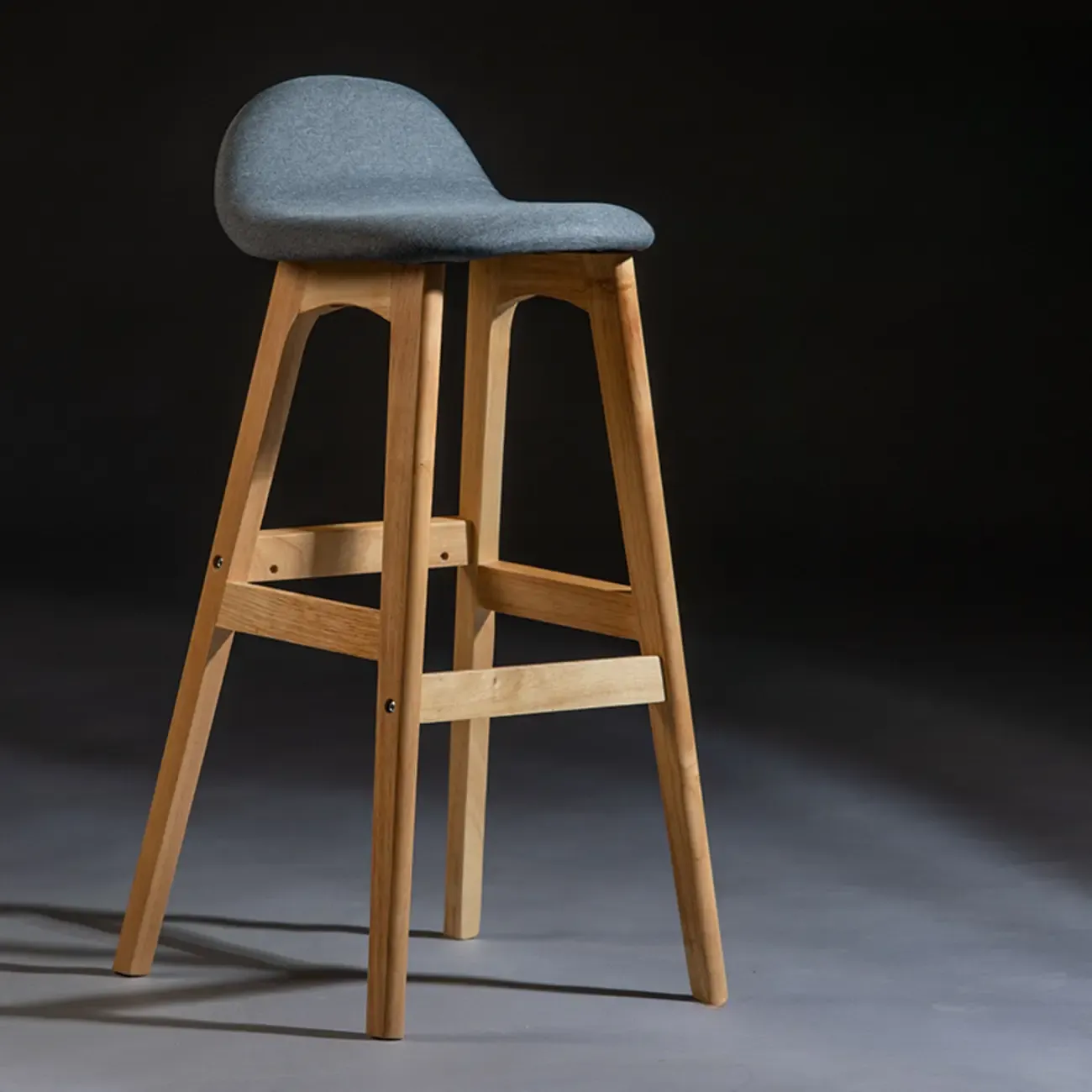 Bar Height Footrest Leather Low Back Wood Bar Stools Image - 7