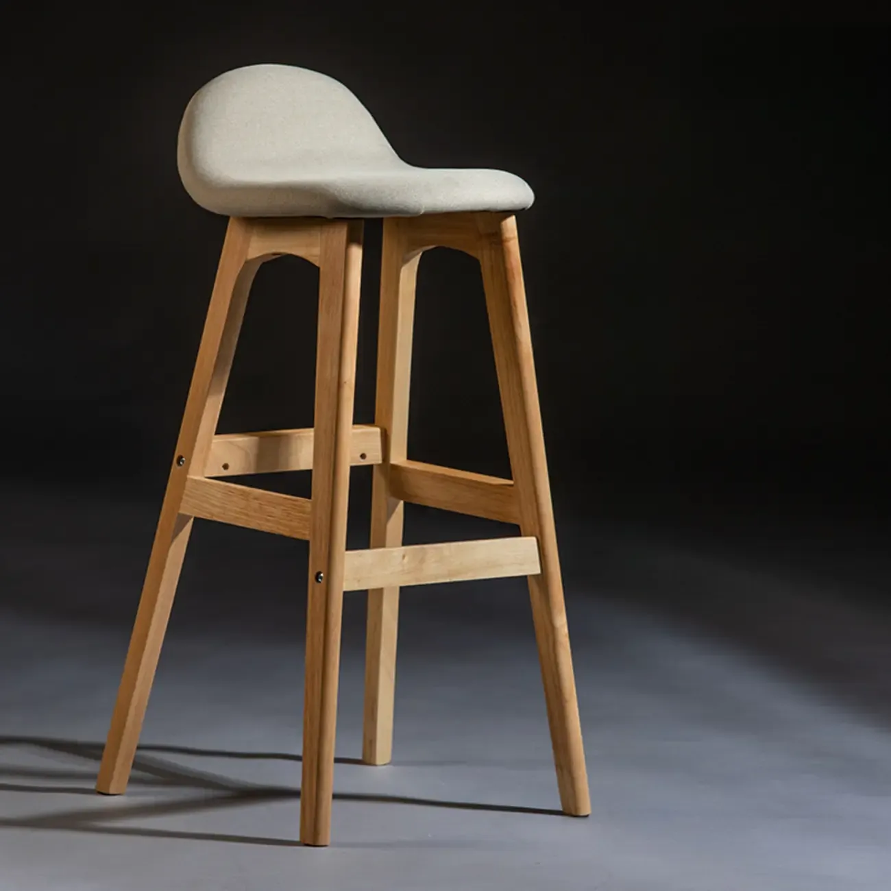 Bar Height Footrest Leather Low Back Wood Bar Stools Image - 9