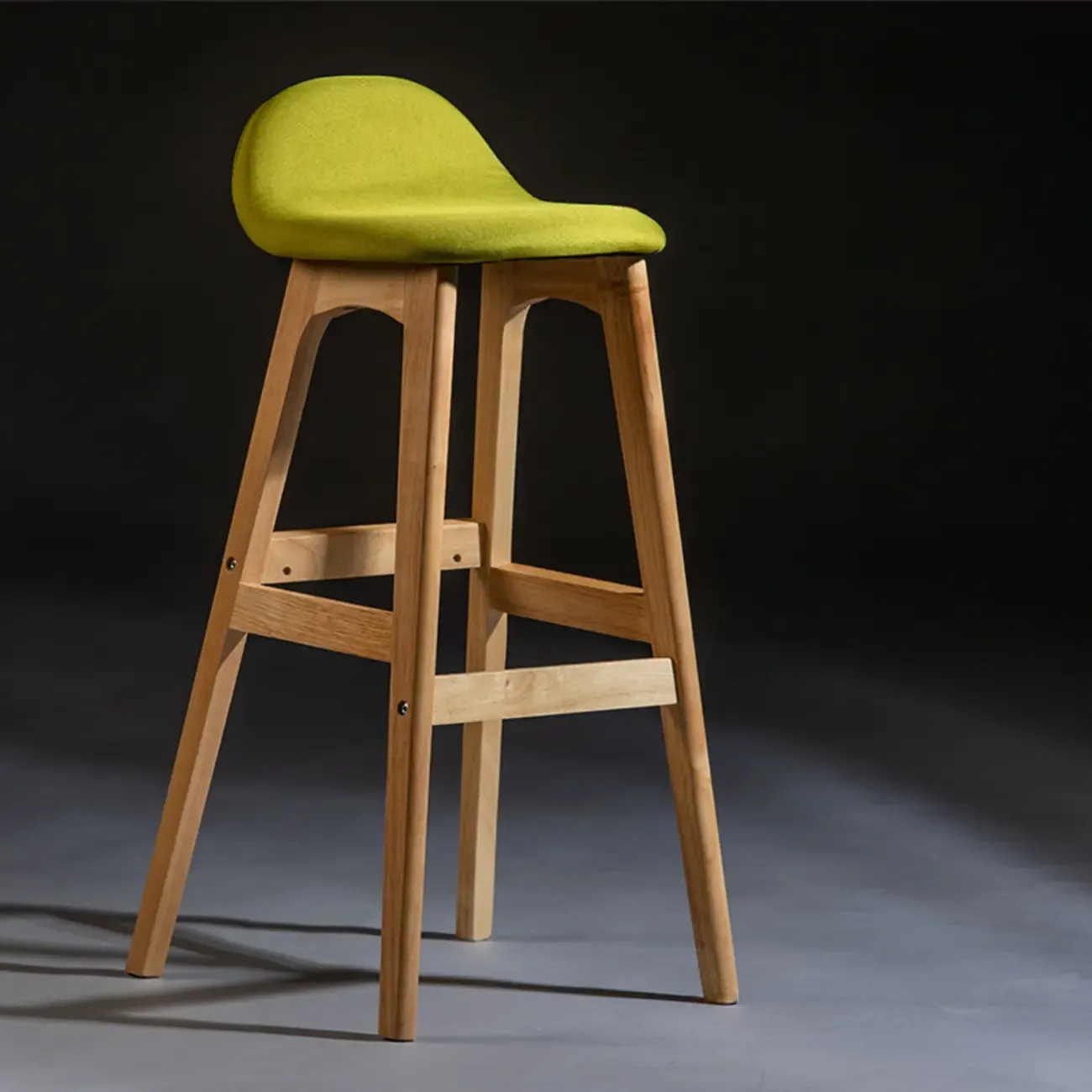 Bar Height Footrest Leather Low Back Wood Bar Stools Image - 10