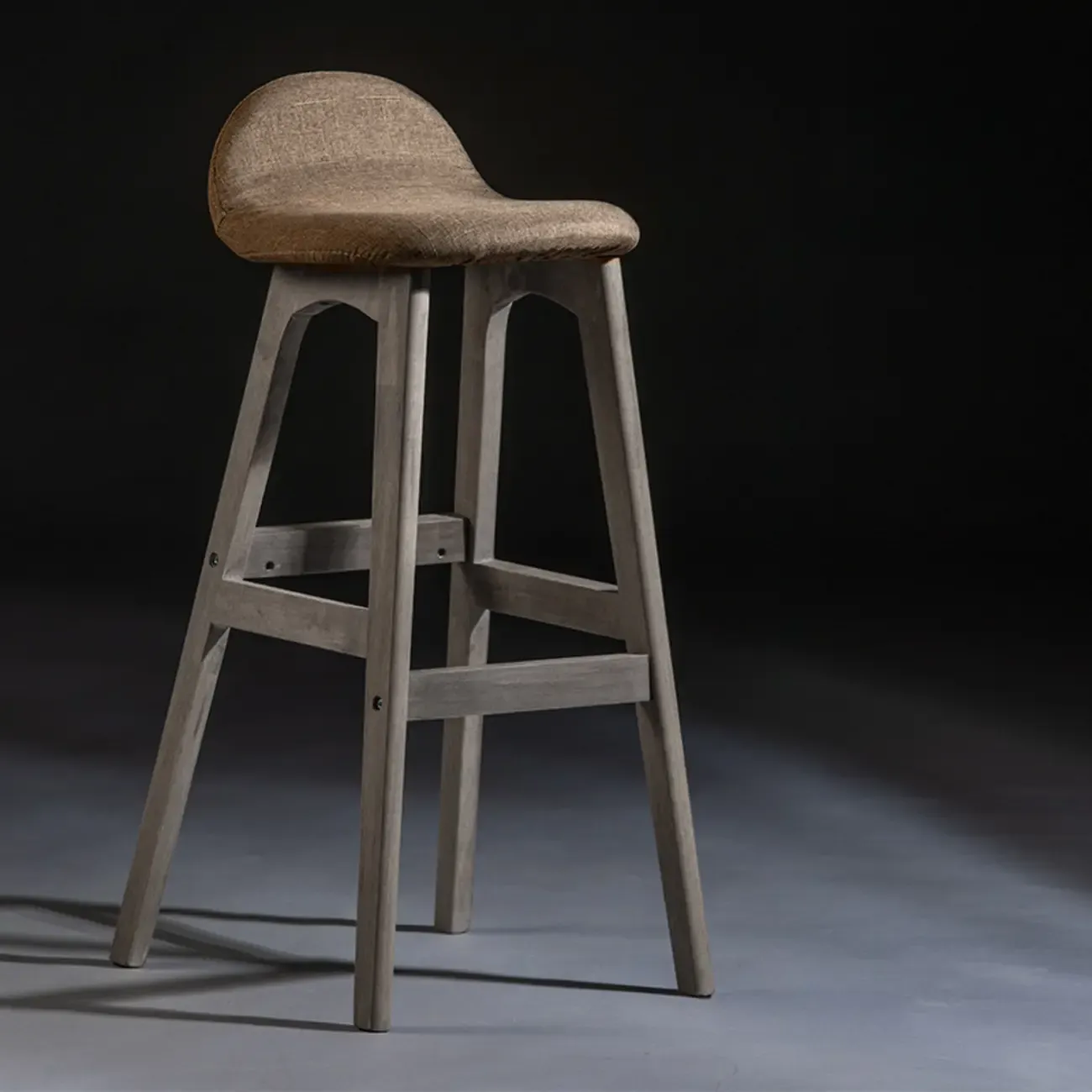 Bar Height Footrest Leather Low Back Wood Bar Stools Image - 11