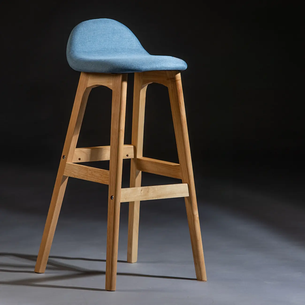 Bar Height Footrest Leather Low Back Wood Bar Stools Image - 14 | homeyfad