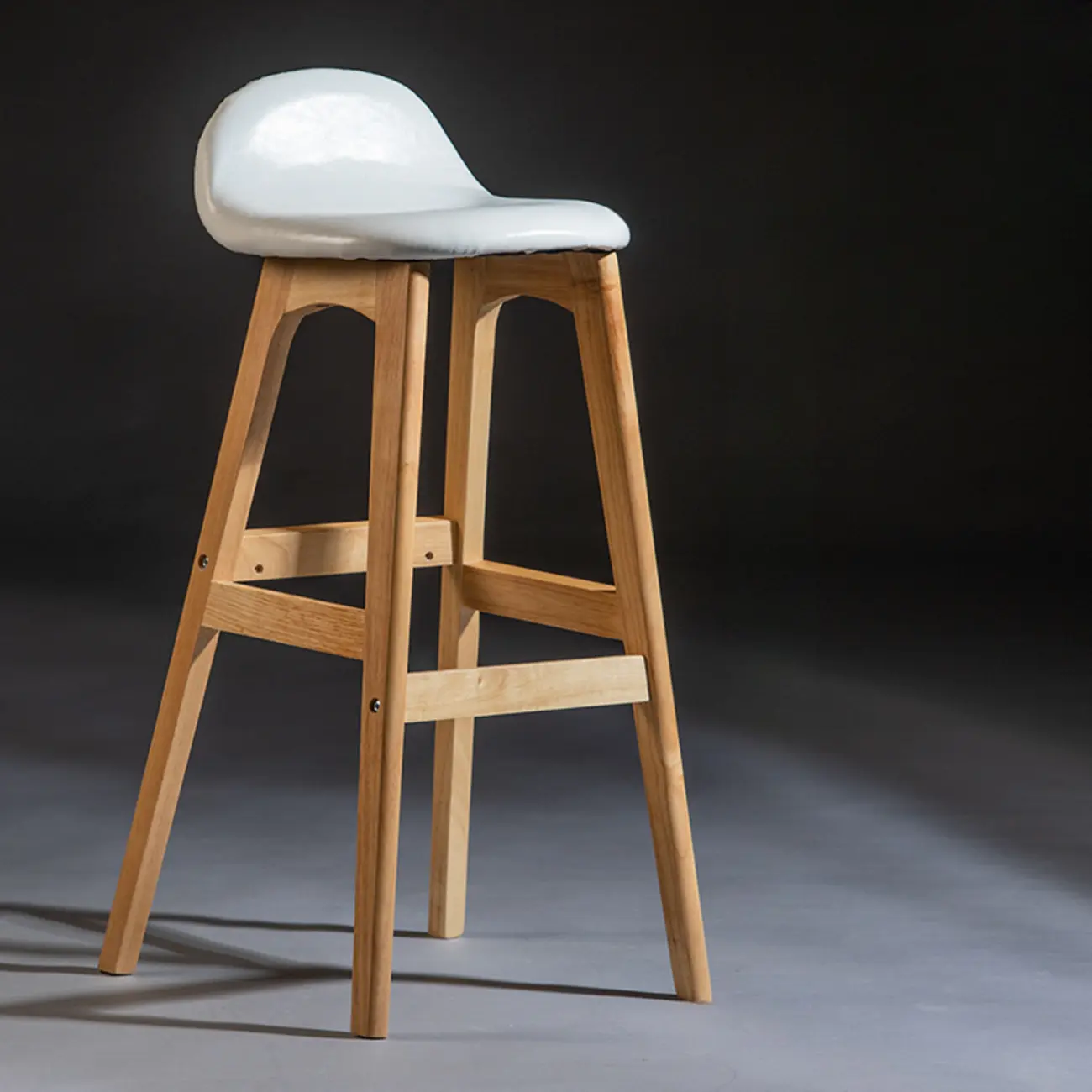 Bar Height Footrest Leather Low Back Wood Bar Stools Image - 16 | homeyfad