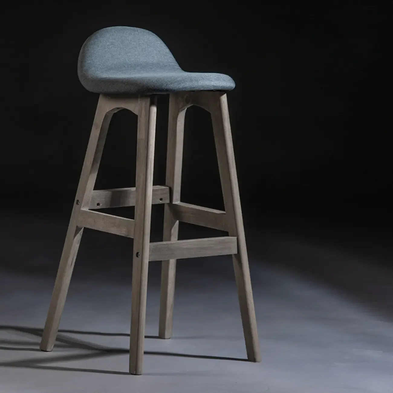 Bar Height Footrest Leather Low Back Wood Bar Stools Image - 17