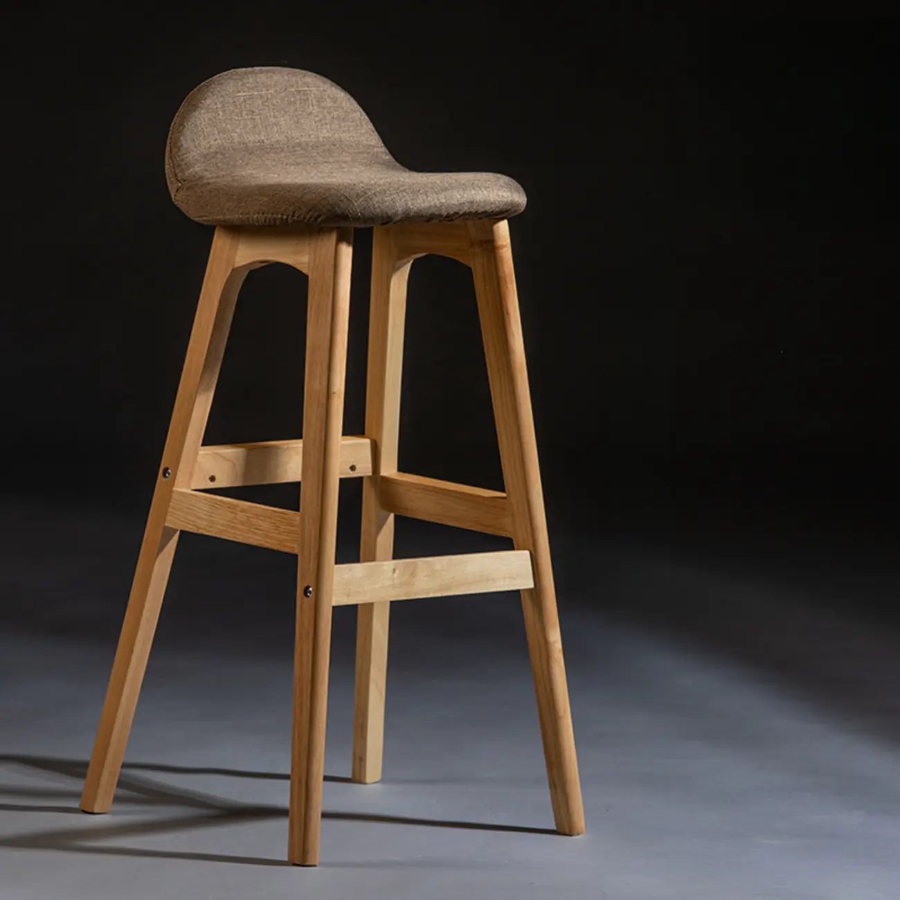 Bar Height Footrest Leather Low Back Wood Bar Stools Image - 19 | homeyfad