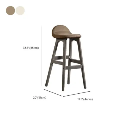 Bar Height Footrest Leather Low Back Wood Bar Stools Image - 22