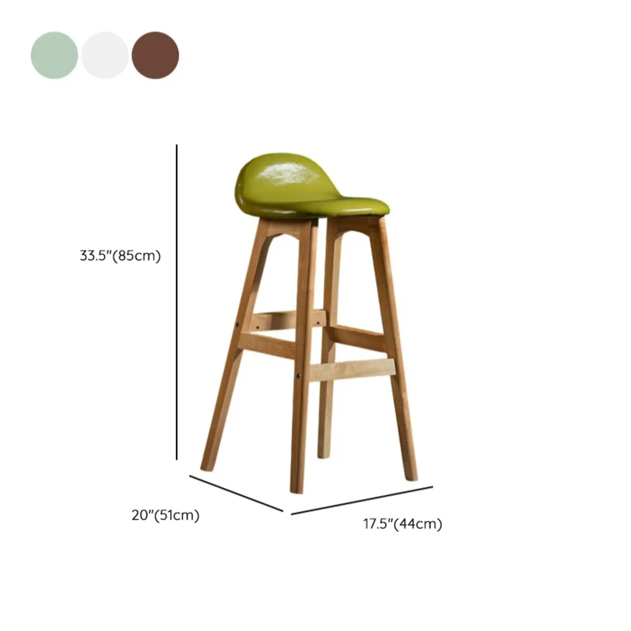 Bar Height Footrest Leather Low Back Wood Bar Stools Image - 23 | homeyfad