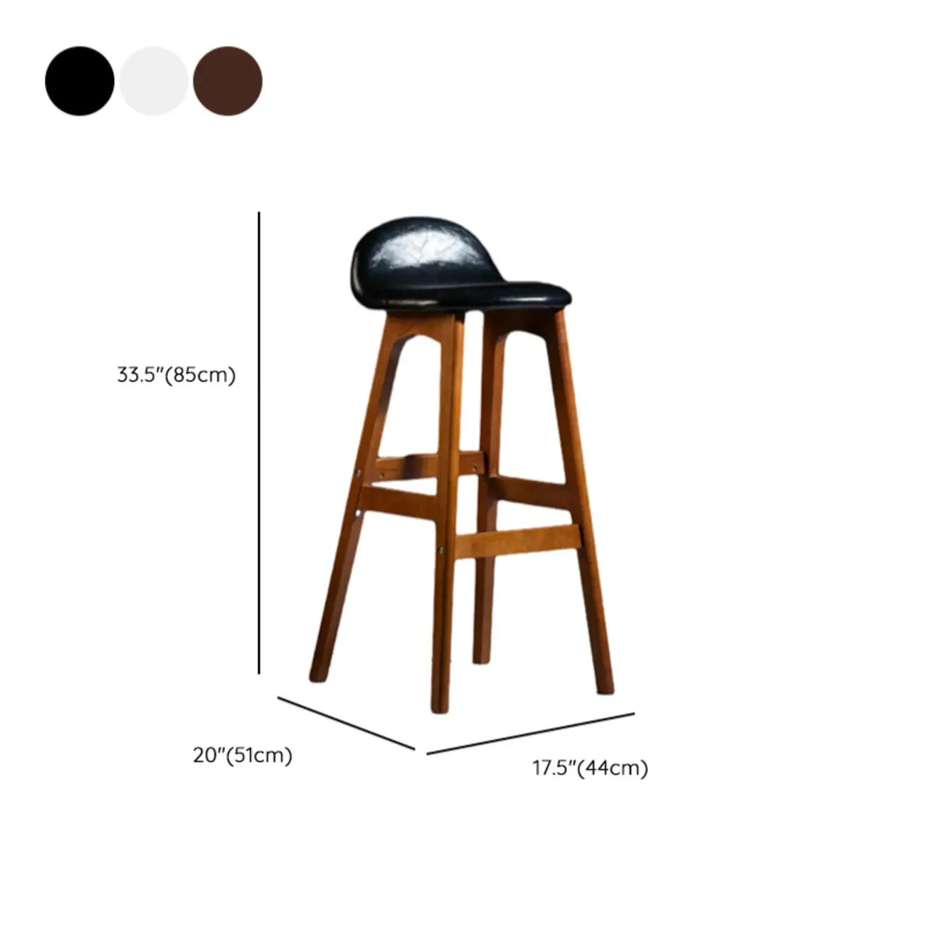 Bar Height Footrest Leather Low Back Wood Bar Stools Image - 24 | homeyfad