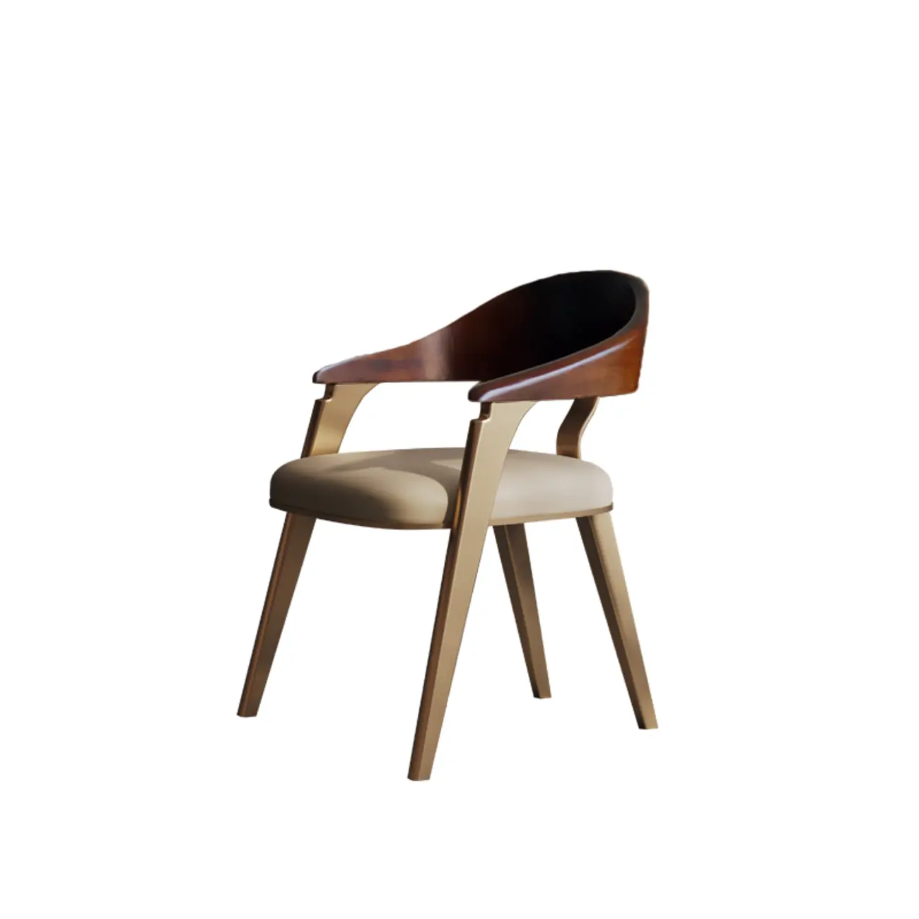 Luxury Curved Back Genuine Leather Dining Chair Armrest Image - 7 | homeyfad